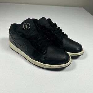 Nike Jordan 1 Low Sneakers Black Patent Leather Size 11 Mens